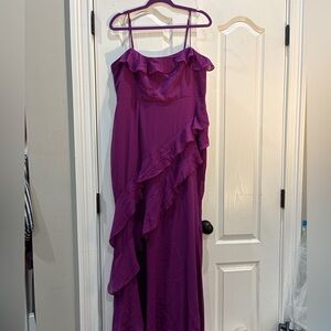 Selfie Leslie Actual Sunshine Purple Asymmetrical Ruffled Gown